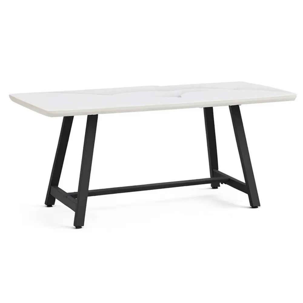 Stół jadalny 200x90x75 cm biały marmur efekt z czarnych stalowych nóżek