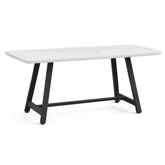 Stół jadalny 200x90x75 cm biały marmur efekt z czarnych stalowych nóżek