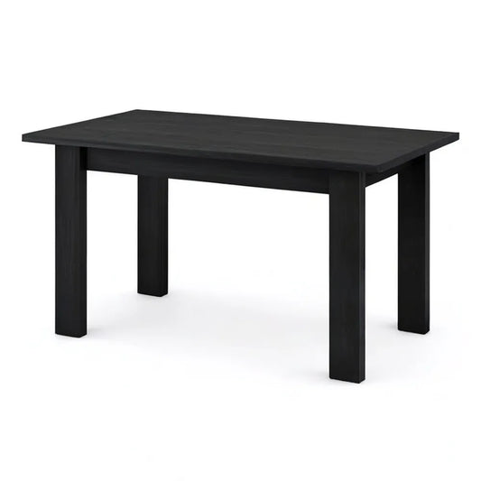 Stół do jadalni, prostokątny stół do jadalni 180x90x75 cm czarny z drewnianym efektem górnym i dopasowującą strukturę