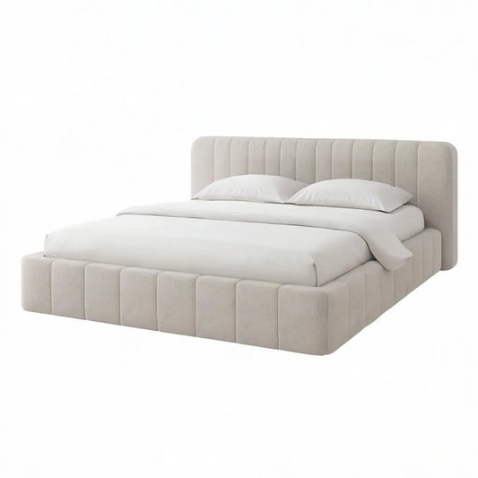 łóżko w obudowie podwójne łóżko z boxem 180 x 200 cm poliester prostokątny beżowy