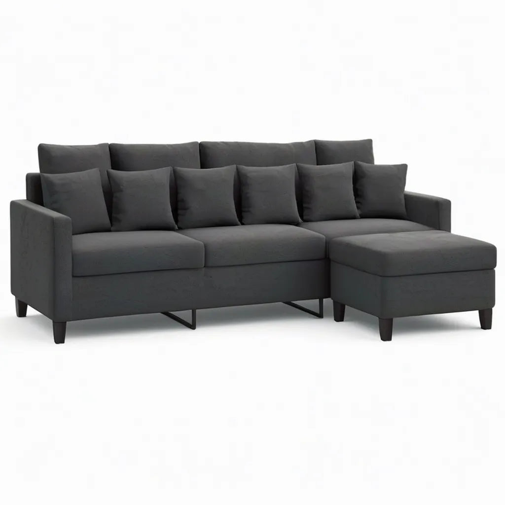 Sofa, Kanapa narożna z recyrkulatorami 250 x 160 cm poliester kształt litery L ciemnoszary
