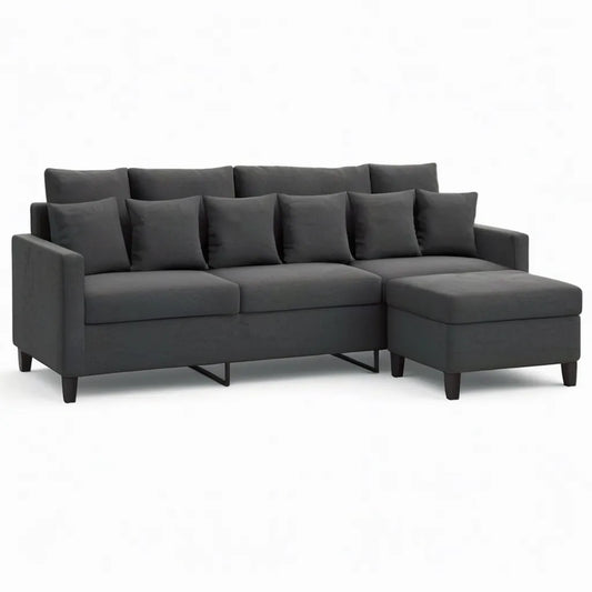 Sofa, Kanapa narożna z recyrkulatorami 250 x 160 cm poliester kształt litery L ciemnoszary