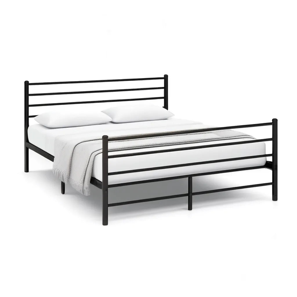 Łóżko, Podwójna rama 140 x 190 cm w blachy stalowej z prostokątnymi prętami