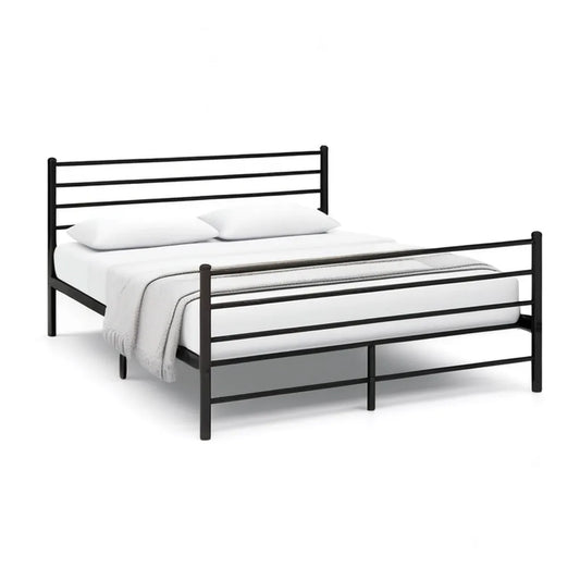 Łóżko, Podwójna rama 140 x 190 cm w blachy stalowej z prostokątnymi prętami
