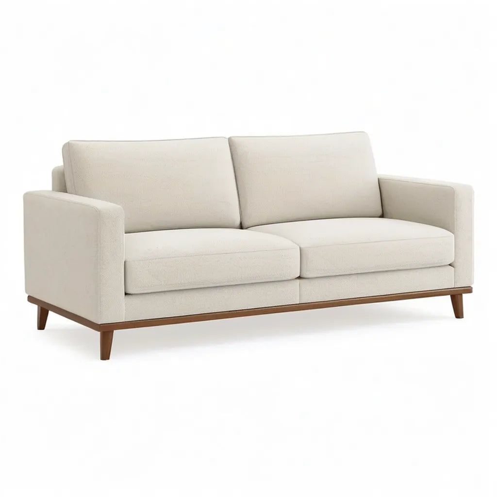 Sofa 2-osobowa z poliestrowym boullet pokrywy prostokątna krem orzech brązowy 180 x 86 x 84 cm
