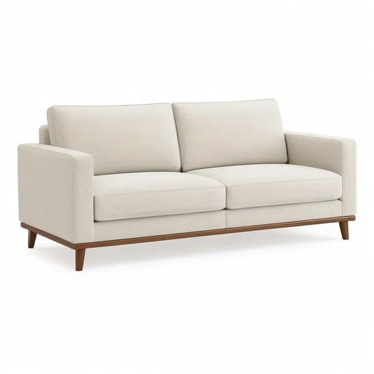 Sofa 2-osobowa z poliestrowym boullet pokrywy prostokątna krem orzech brązowy 180 x 86 x 84 cm